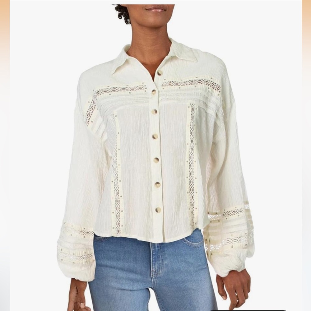 Free People Women's Summer Stars Button Front‎ Shirt Small
